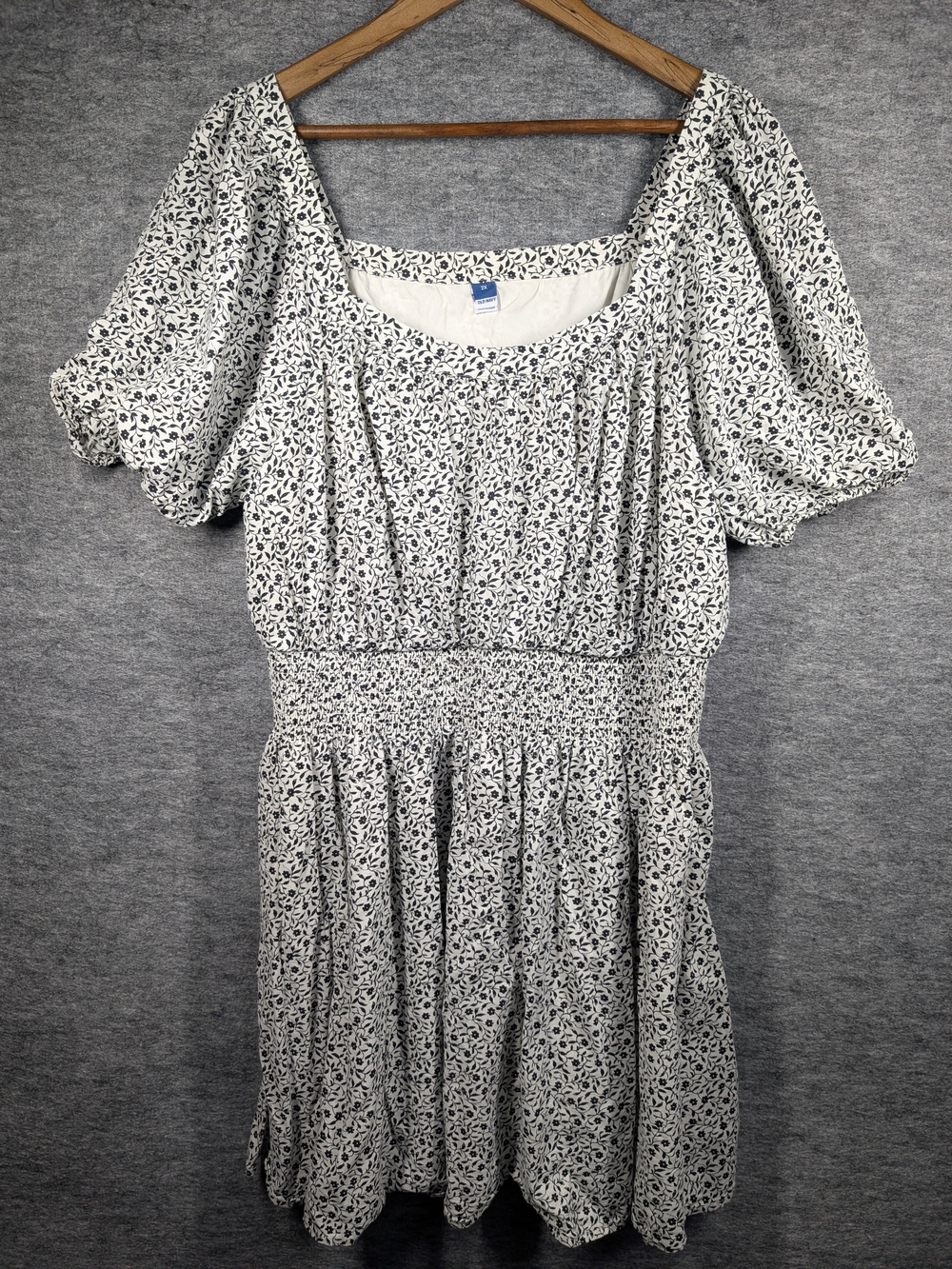 Old Navy White Dress with Black Floral Print